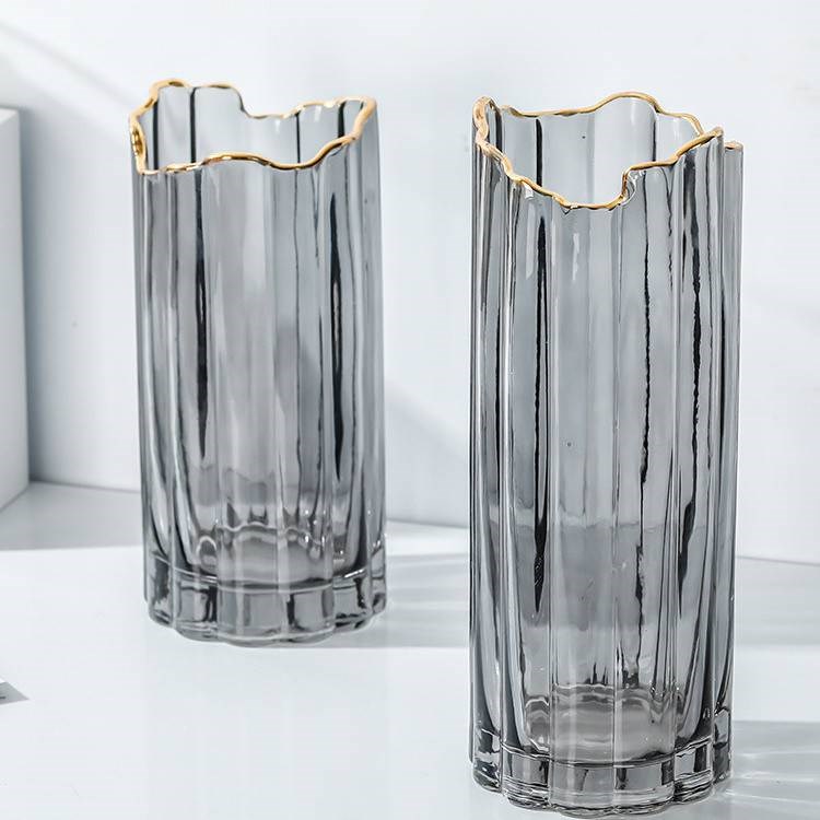 水晶花瓶2021新款輕奢歐式玻璃水養插花擺件富貴竹干花簡約網紅