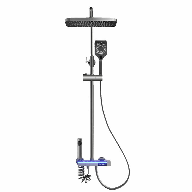 {可打統編 保固一年}正品槍灰色淋浴花灑套裝全銅家用浴室恒溫增壓衛生間冷熱沐浴噴頭 4