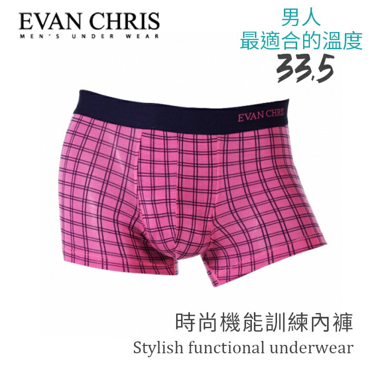 韓國人氣 Evan Chris 男性時尚機能訓練內褲 (洋紅格紋) 抗菌/排汗/貼身無痕 SP嚴選家