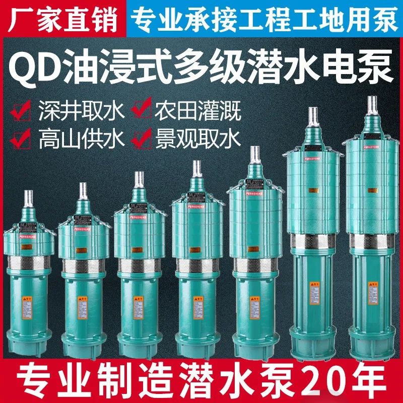 【最低價】【公司貨】QD多級潛水泵220v家用農用灌溉高揚程大流量深井一寸兩寸380v三相