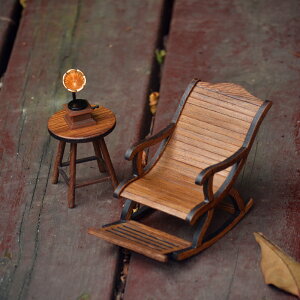 微型家具模型 紅木迷你實木躺椅子唱片機微縮擺件 中國古風娃娃屋