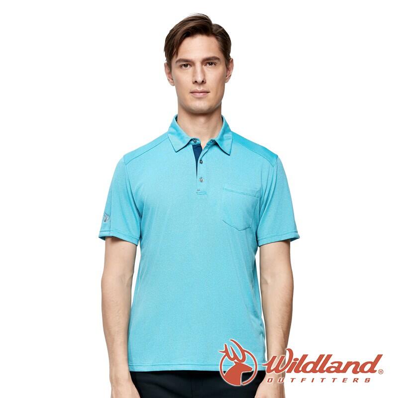 【wildland 荒野】男 彈性雙色POLO針織上衣『海藍』0A91620