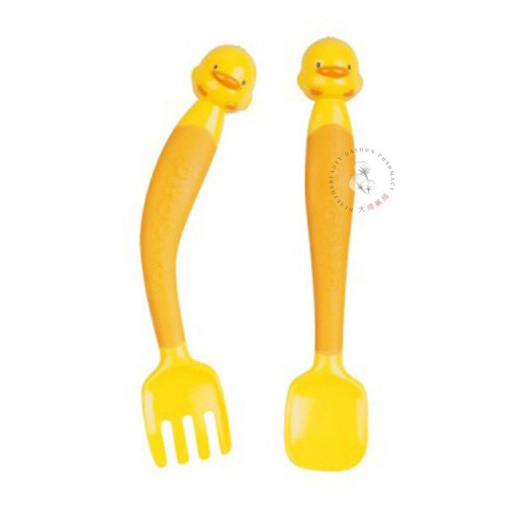 🌈大順藥局🌈黃色小鴨 Piyo Piyo - 可彎曲造型湯叉組 2入 2