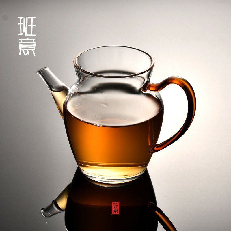 創意日式復古玻璃公道杯加厚簡約勻杯透明分茶器壺形茶海功夫茶具1入