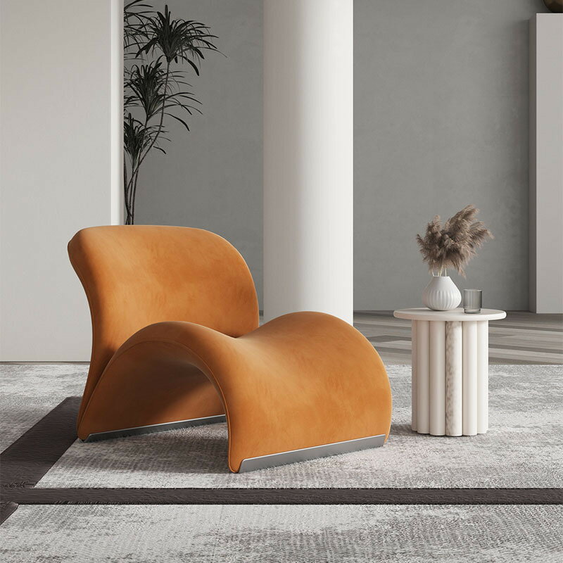 沙發椅 網紅羊羔絨北歐輕奢單人沙發小戶型設計師創意客廳陽臺休閑沙發椅