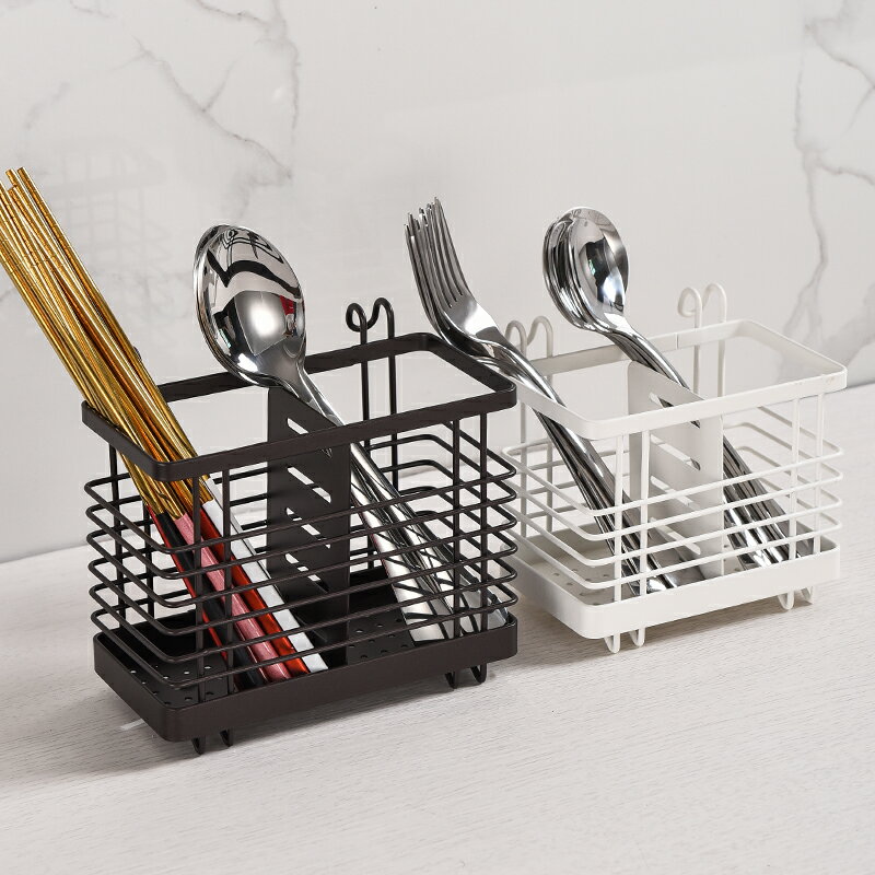 瀝水筷子籠廚房家用鐵藝筷子架免打孔可掛筷子筒置物架餐具收納盒