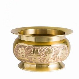 【立香爐-佛光普照-7英寸-純銅-直徑17*高10cm-1套/組】有邊立香爐盤香檀香爐供佛具熏香爐佛教用品-7501025