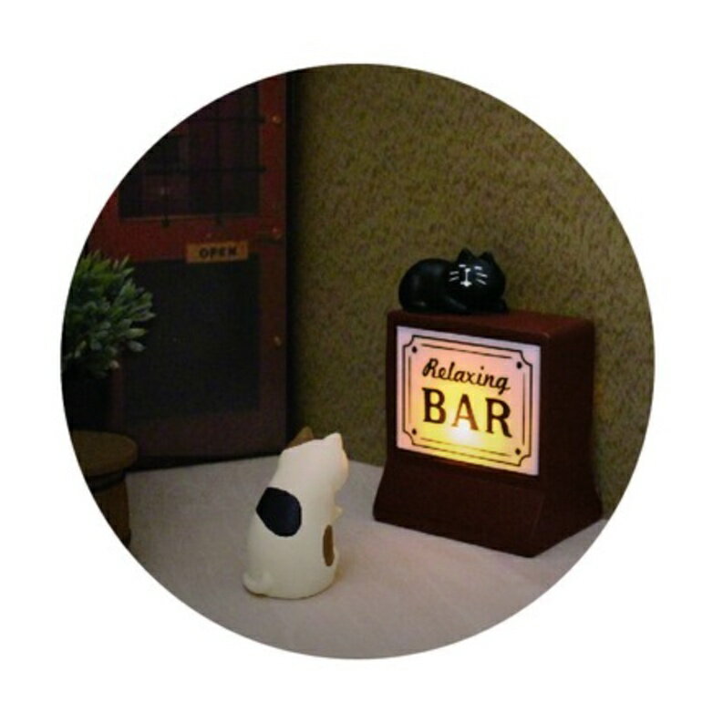 【日本DECOLE】三毛貓Bar系列 黑貓Bar看板LED燈飾（全新-現貨）