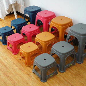 小椅子 椅子 高椅子 圓椅子 加厚塑料凳子家用時尚成人客廳椅子高凳塑膠小板凳方凳熟膠矮凳子