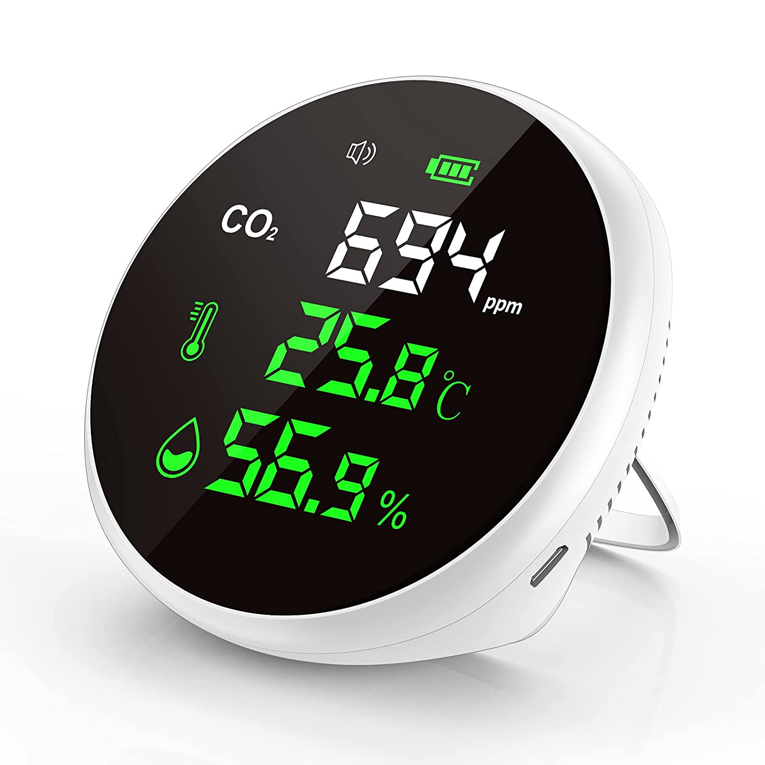 kimwood 【日本代購】二氧化碳測量器 溫度/濕度測量功能USB充電式