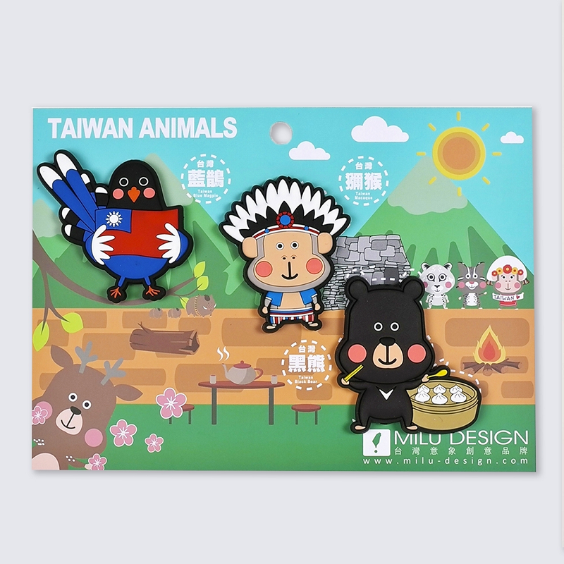 【仲夏周年慶】PON皮家族台灣動物磁鐵組B款 MILU 台灣黑熊 藍鵲 獼猴 原住民 國旗 小籠包 台灣特色