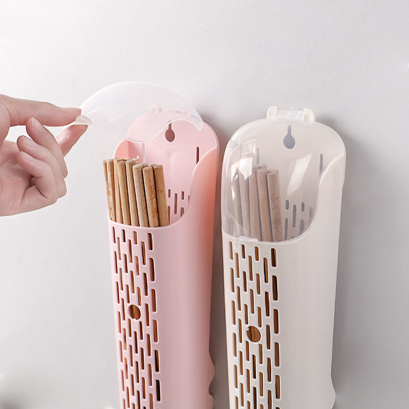 筷子筒掛式家用帶蓋防塵免打孔筷子籠筷筒瀝水筷簍廚房塑料筷架