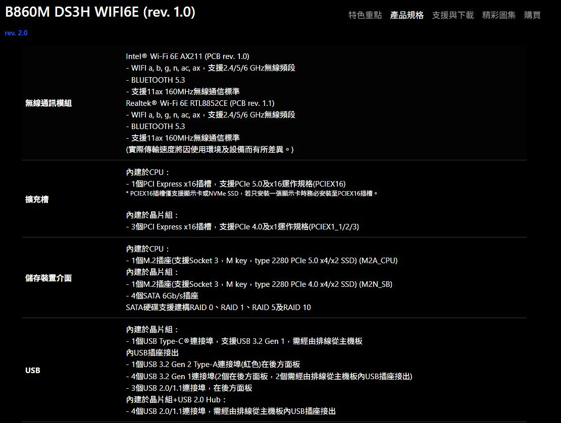 技嘉 B860M DS3H WIFI6E DDR5 1851腳位 M-ATX 主機板 5