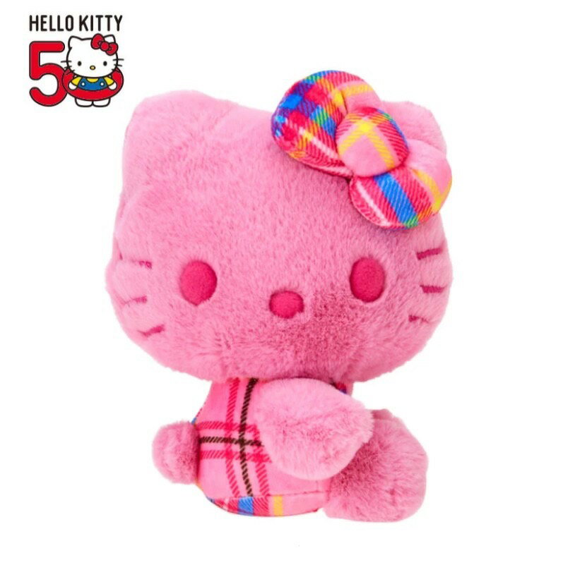 【震撼精品百貨】Hello Kitty 凱蒂貓~日本SANRIO 三麗鷗KITTY50週年變裝系列絨毛玩偶娃娃-粉花格*96323