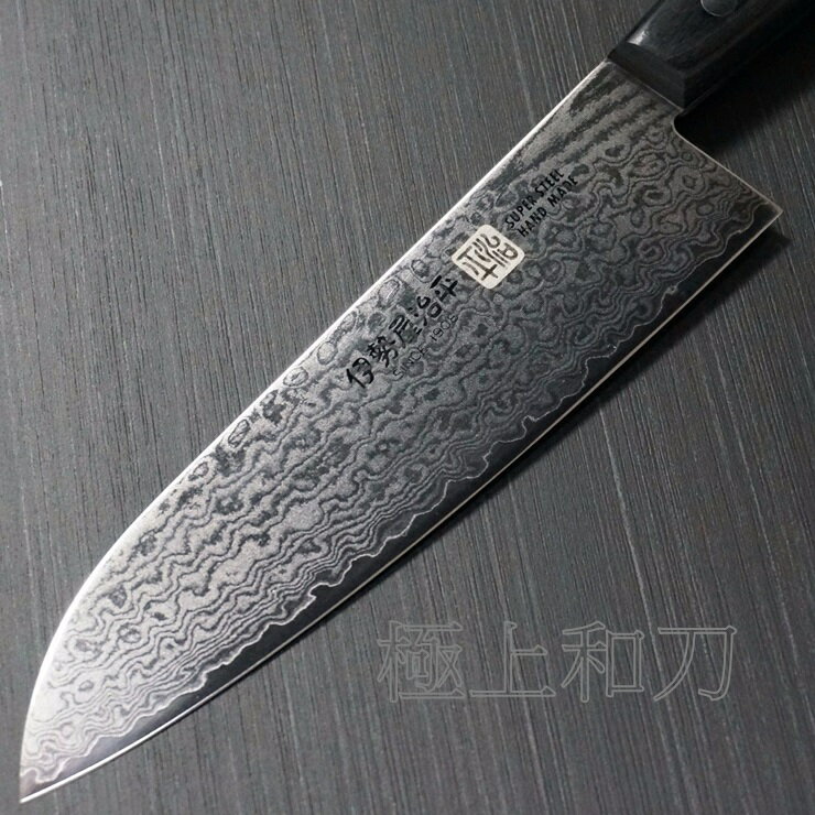 伊勢屋 三德刀 菜刀 萬用刀 33層大馬士革 黑合板柄 180mm G-5【極上和刀】【日本高品質菜刀】