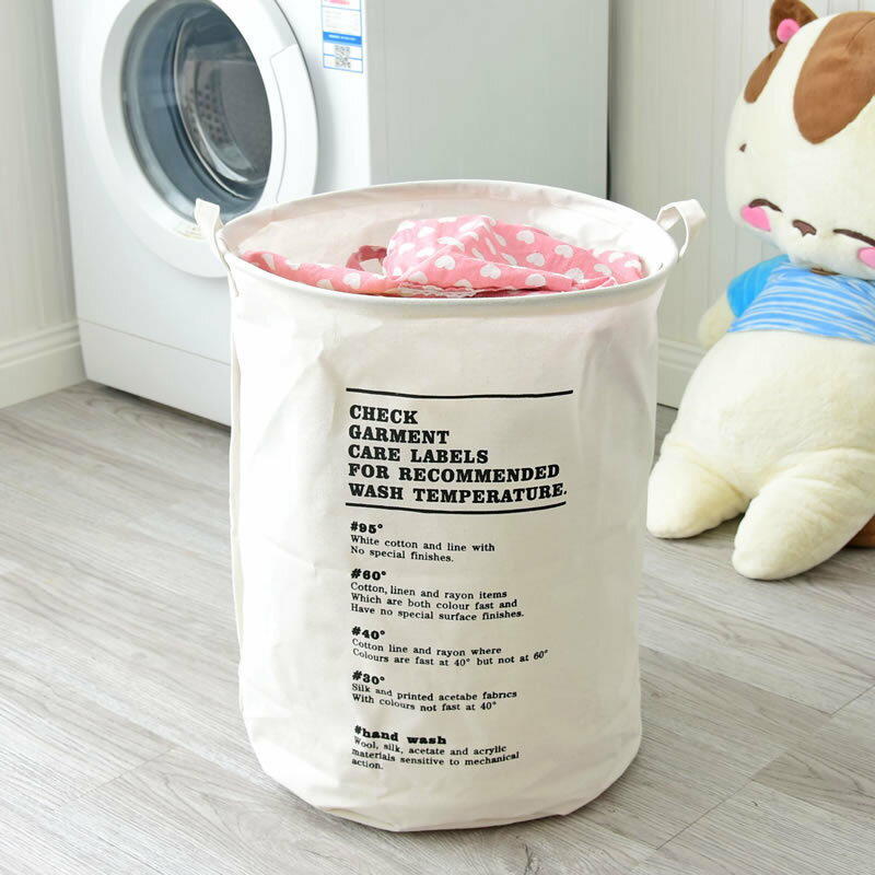 新款 &#;英文白棉布復膜防水洗衣桶臟衣桶雜物折疊收納筐籃