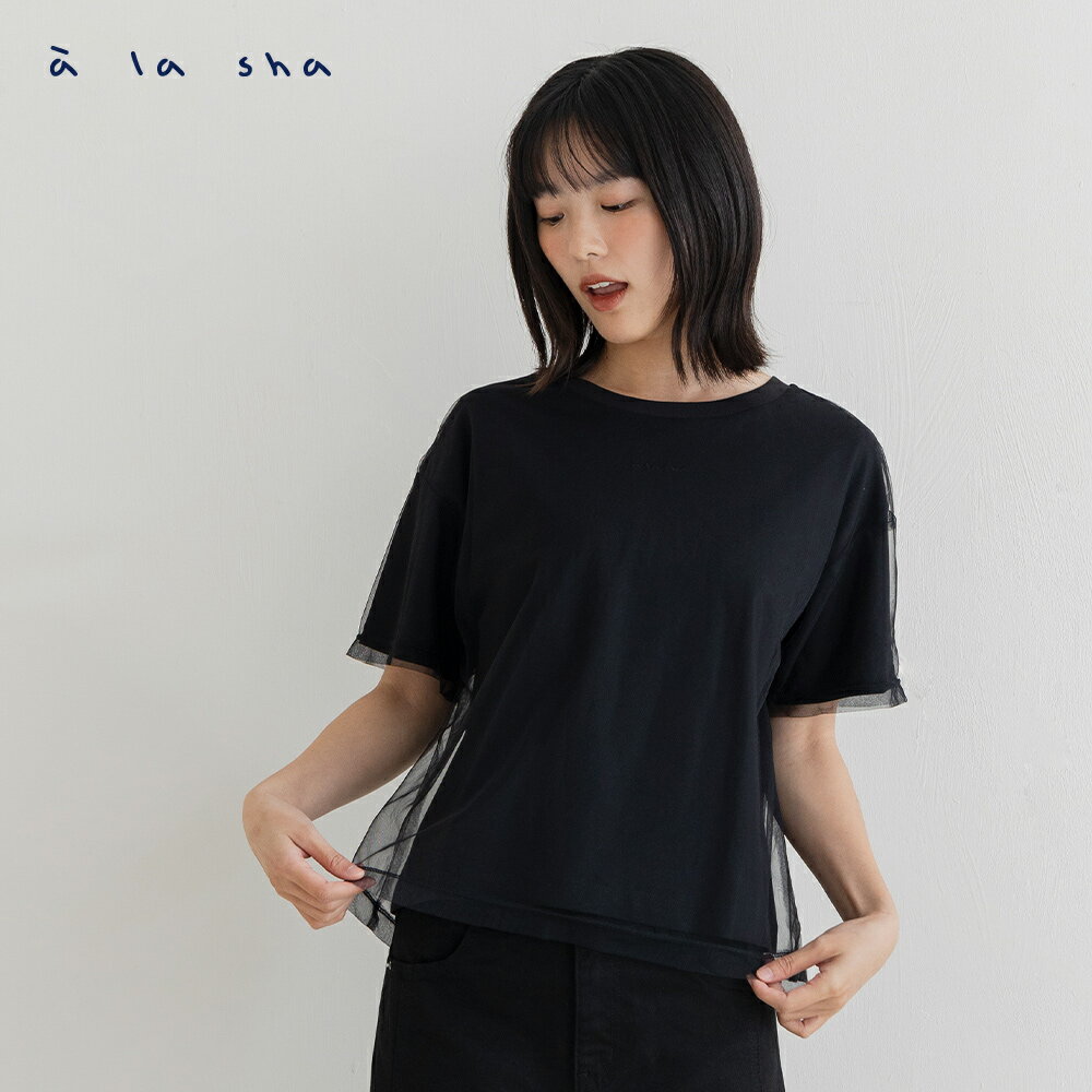 a la sha 紗質層次短袖棉T