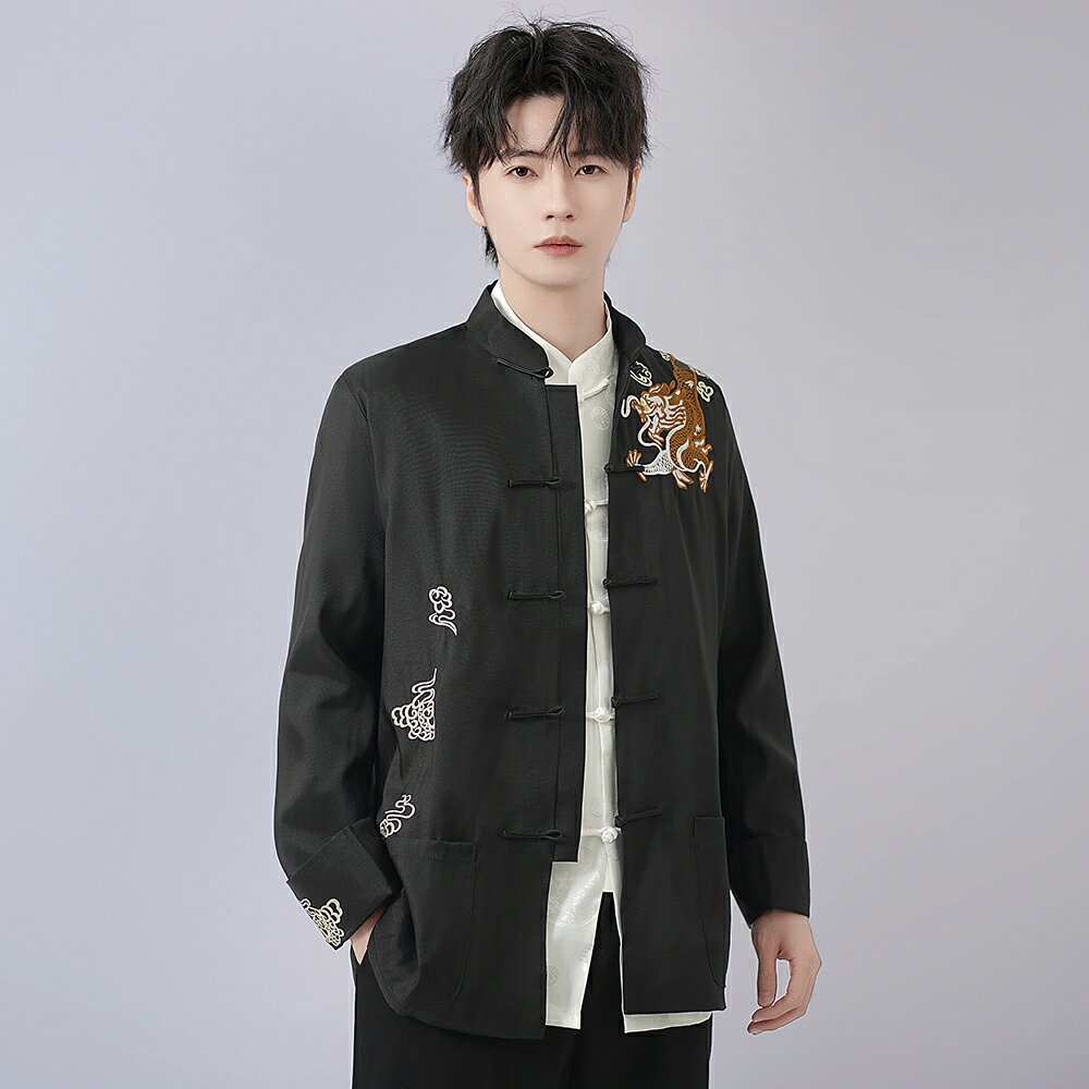 現貨快速出貨｜男士中式外套 唐裝刺繡漢服 ｜雲中龍 兩色｜水水女人國