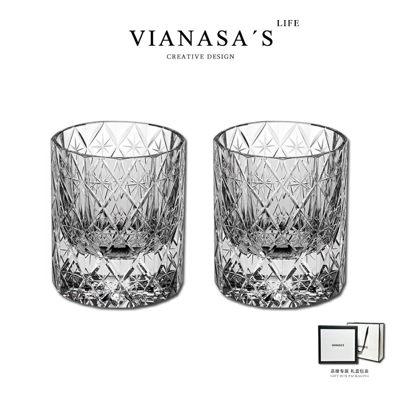 【臺灣公司 可開發票】VIANASA'S高階手工雕刻K9輕奢水晶玻璃威士忌洋酒杯喬遷禮物禮盒