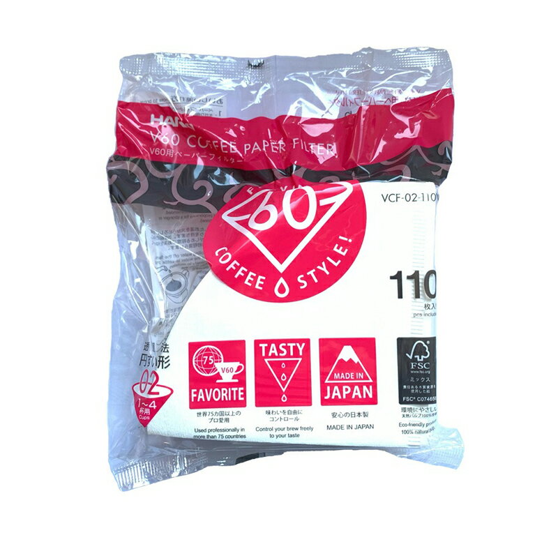 《HARIO》V60白色濾紙 1~4杯 110ea/pk(VCF-02-110W)