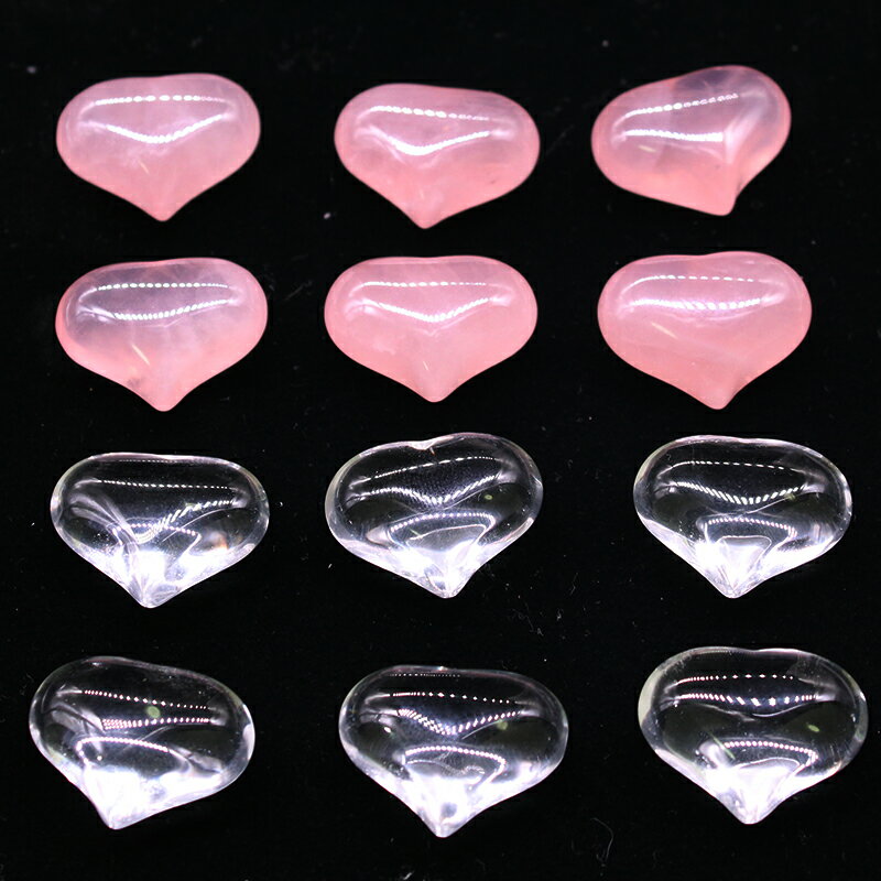 天然水晶原石心形擺件粉色白小號個性創意把玩件裝飾造景石頭