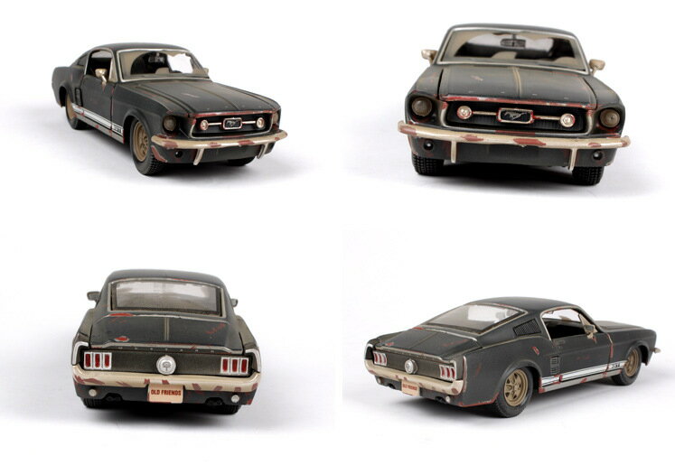 美琪 汽車模型 1比24美馳圖做舊版1967福特野馬GT合金汽車模型 仿真車擺件