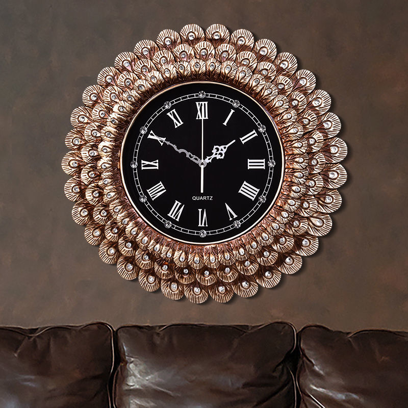 美式復古掛鐘家居裝飾掛表歐式創意懷舊石英鐘樹脂工藝鐘裝飾鐘表