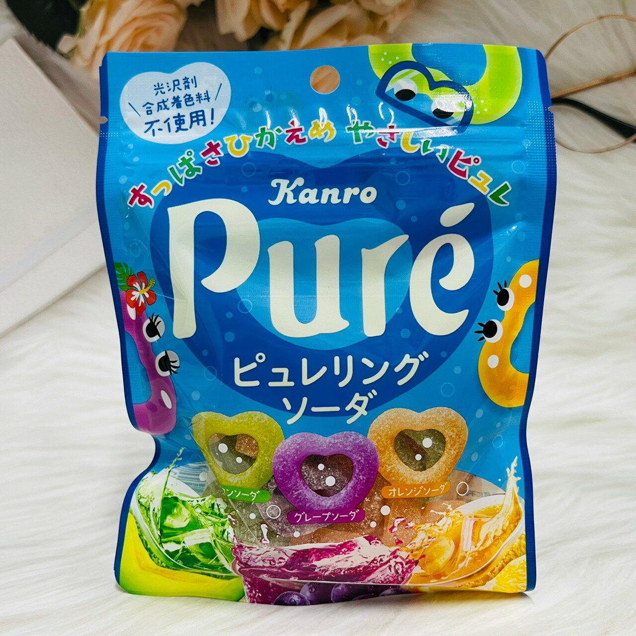 日本 Kanro 甘樂 Pure 愛心造型軟糖 汽水口味軟糖｜全店$199免運