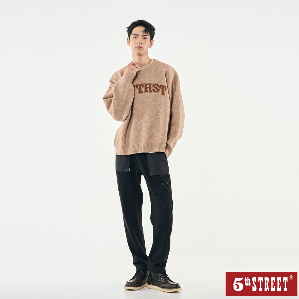 男裝 長褲 運動褲 多口袋 錐形褲 針織褲 黑色 (961157) 【5th STREET】【APP下單享4%回饋】