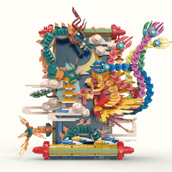 【LINOOS】 LN-7042  龍鳳呈祥積木組   積木  龍鳳程祥 年節 節慶 新年禮物