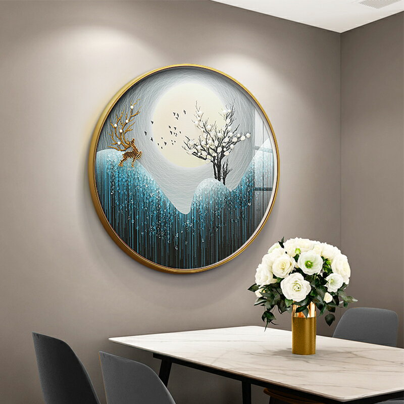 輕奢圓形玄關裝飾畫北歐風玄幻3d立體實物畫餐廳抽象藝術風景掛畫