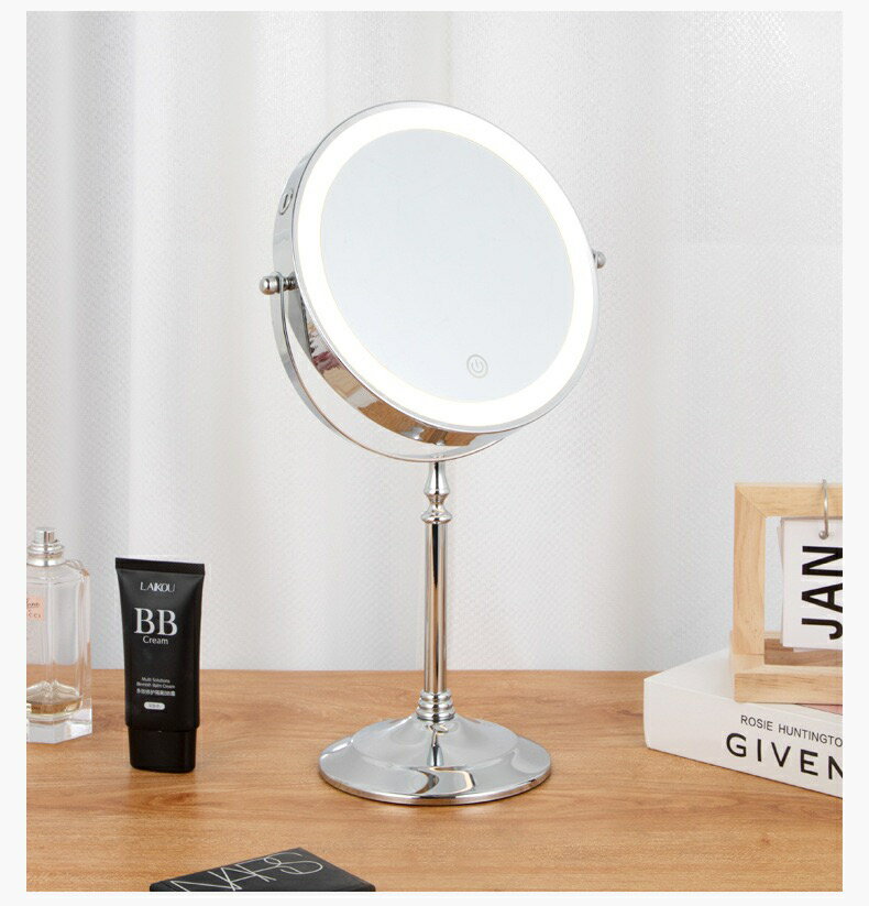 網紅led化妝鏡帶燈桌面臺式梳妝鏡宿舍充電式補光鏡子女生美妝鏡