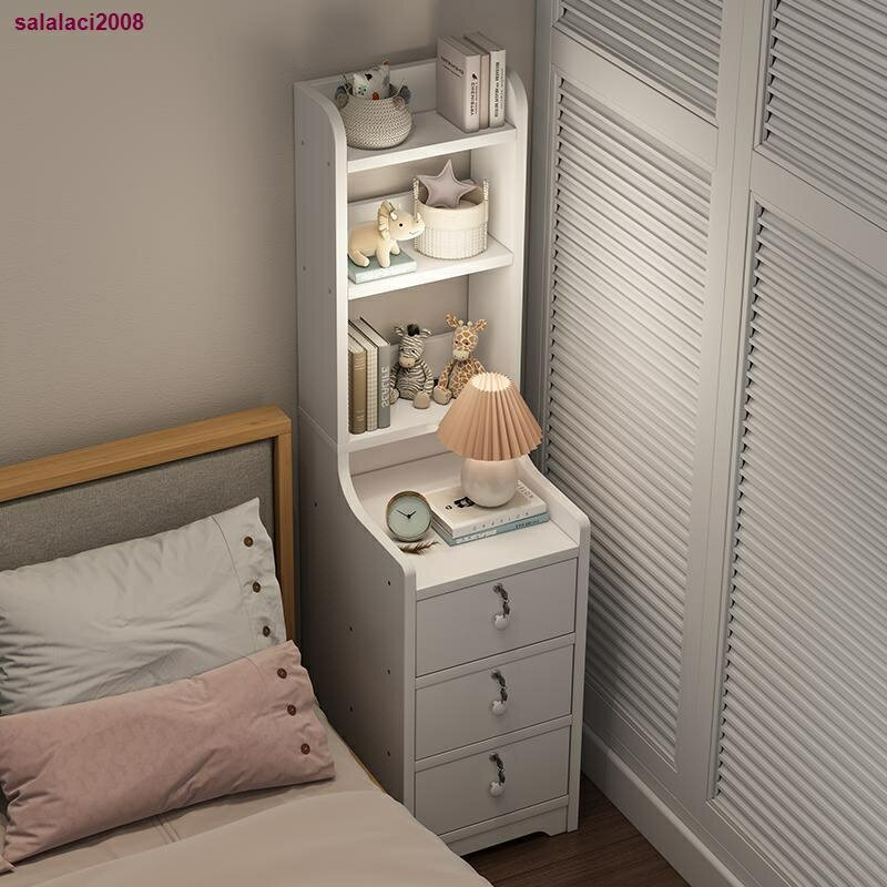 床頭柜 簡約 現代 臥室 小型床邊柜 出租房用 小柜子 簡易 床頭窄縫 置物架