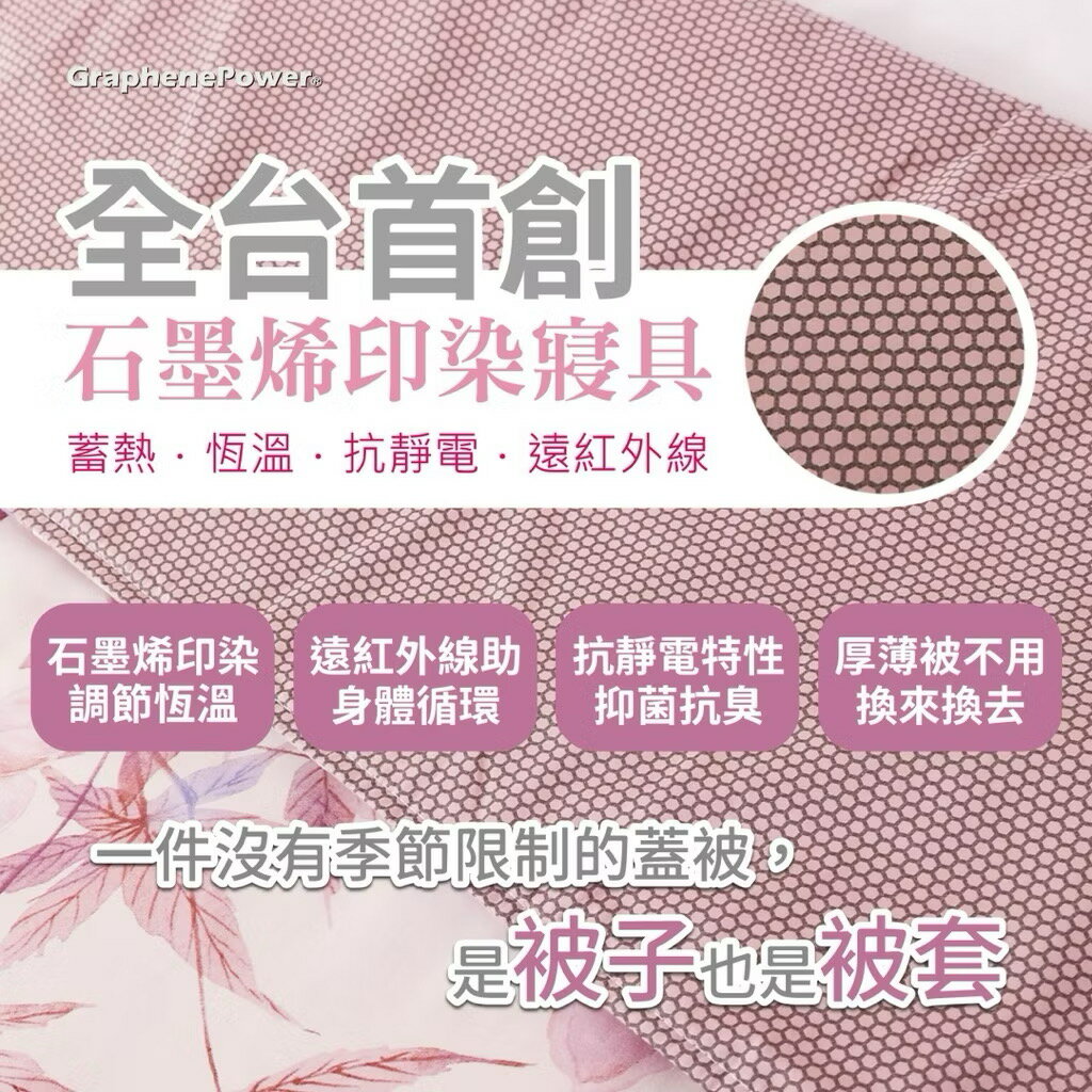 【GraphenePower】石墨烯恆溫循環兩用被-雙人/182x210cm (紫色花草) 2