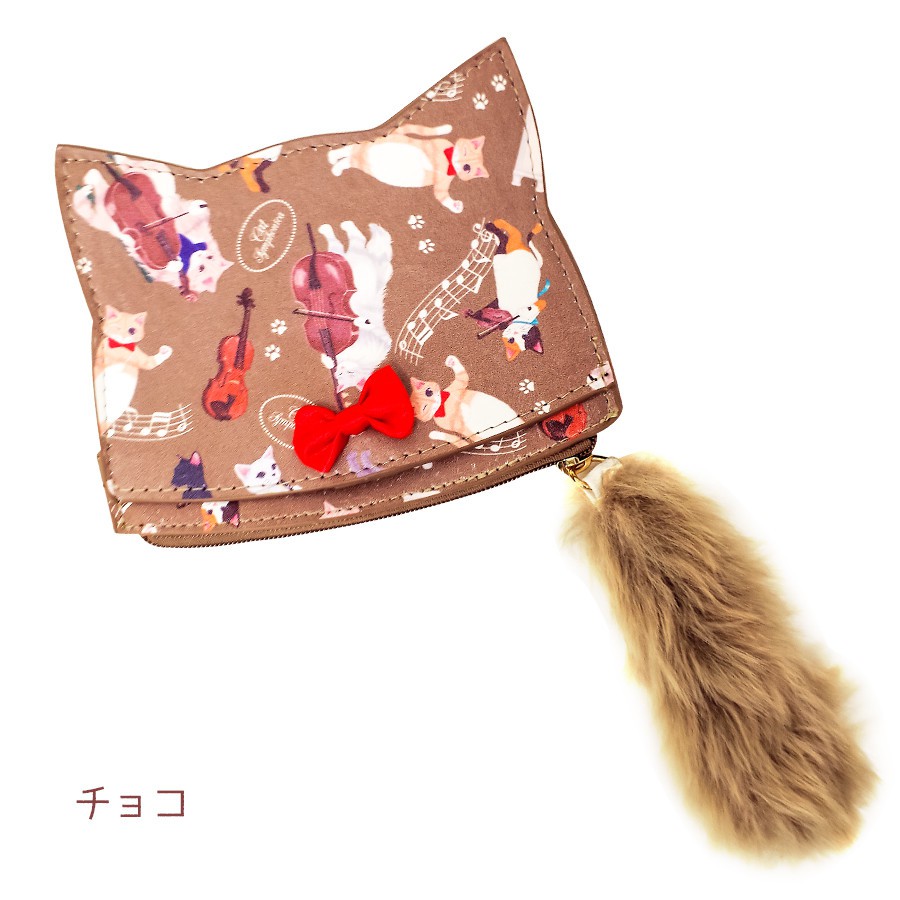 【Cat Symphonica貓耳零錢包】日本空運✈Cat Symphonica 交響樂指揮貓貓耳零錢包  粉紅 /巧克 3