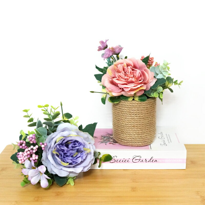 模擬牡丹絹花玫瑰假花仿真花 客廳裝飾品擺件餐桌花藝套裝花