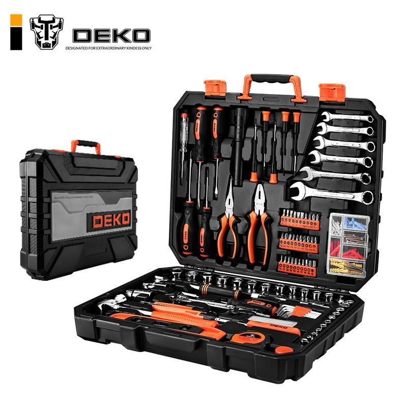 DEKO五金工具箱多功能家用工具套裝家用電器維修萬用錶電烙鐵錘子