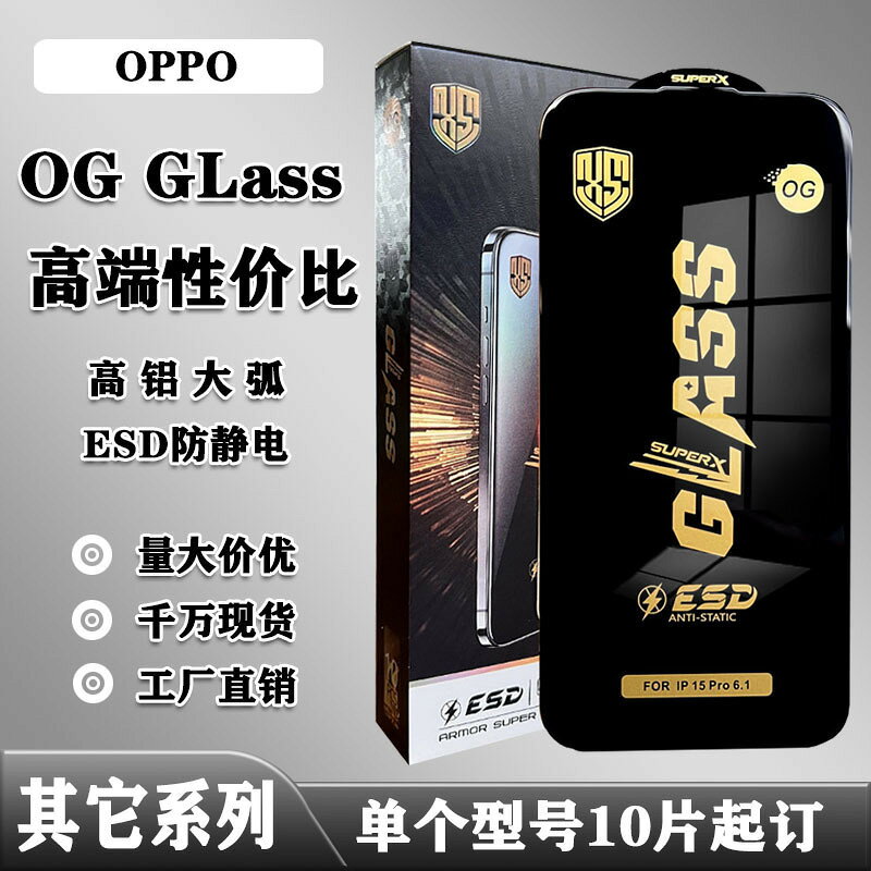 適用於OPPO OG GLASS高鋁絲印大弧ESD防靜電手機鋼化膜Samsung F6鑫弘-3C數碼