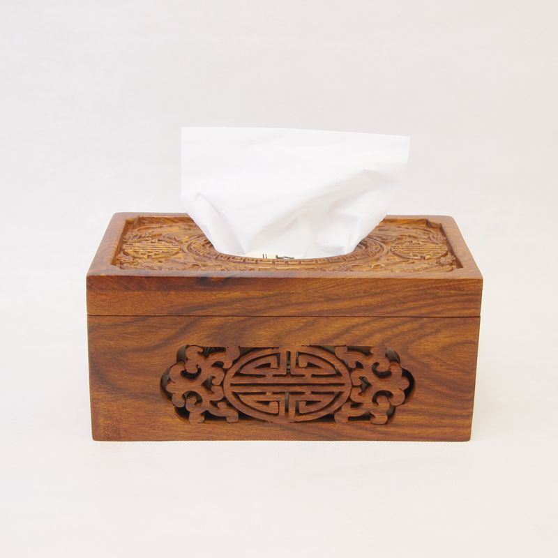 越南花梨木紙巾盒榫卯實木餐紙盒客廳抽紙巾盒家用復古創意抽紙盒