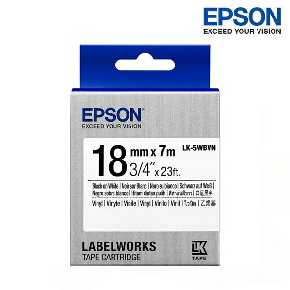 EPSON LK-5WBVN 白底黑字 標籤帶 耐久型 (寬度18mm) 標籤貼紙 S655423