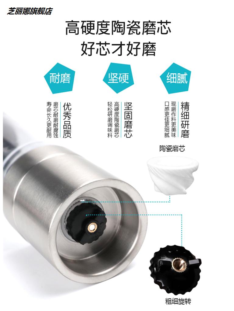 盛歌家用不銹鋼胡椒研磨器磨海鹽花椒粉手動研磨瓶黑胡椒粒研磨器