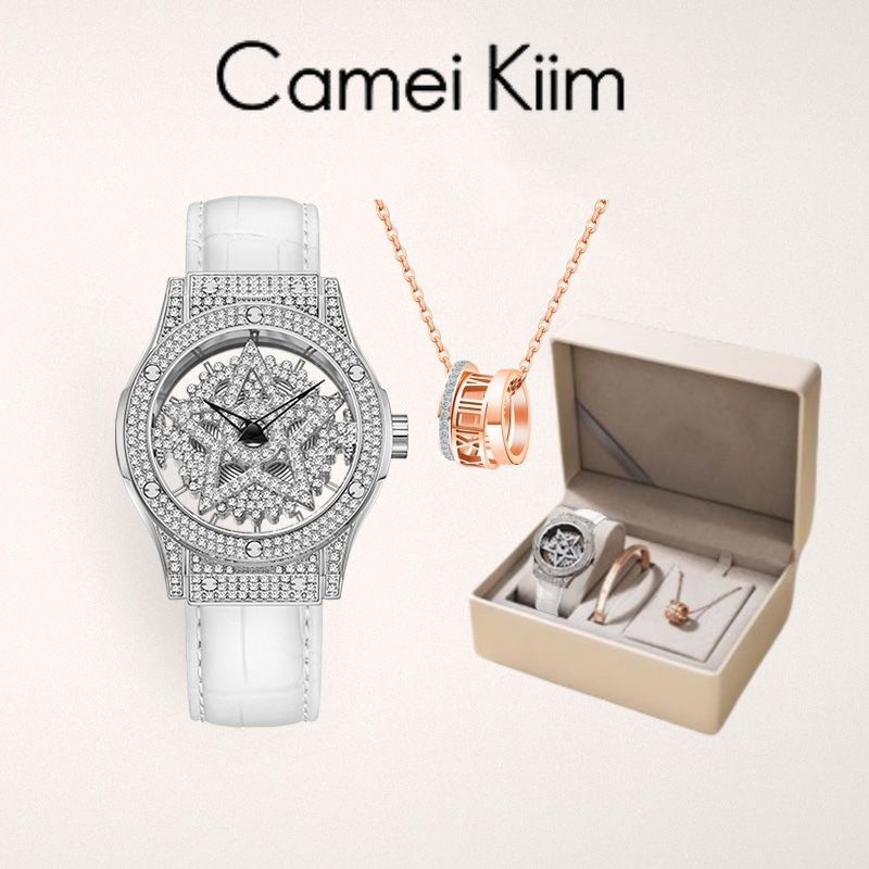 【現貨】【98%】Camei Kiim五芒星手錶正品全自動非機械女士手錶防水雙面鏤空腕錶【北歐家居生活】