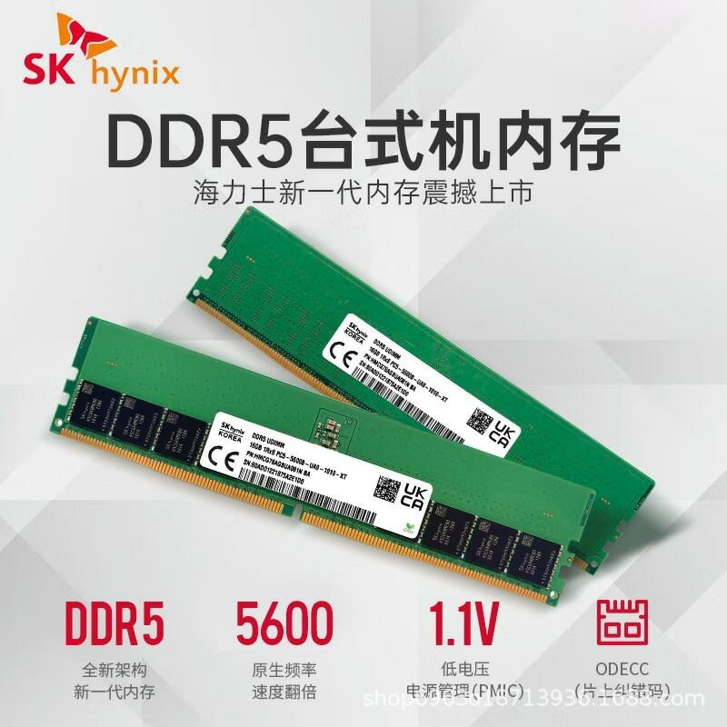 SK 海力士 16G DDR5 32G 5600 4800 UDIMM 臺式機 電腦內存條 64g【Snowbelle優選】