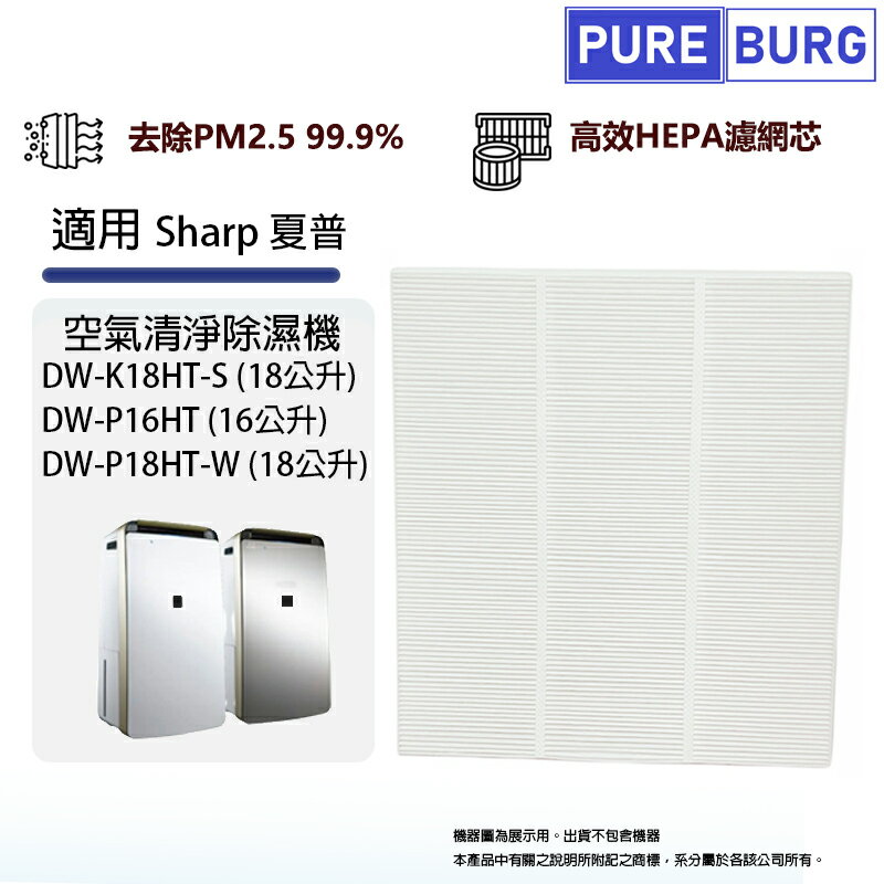 適用Sharp夏普除濕機DW-K18HT-S P18HT-W 18公升DW-P16HT 16公升替換用HEPA濾網