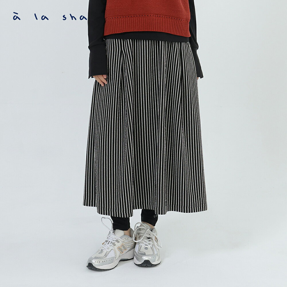 a la sha 條紋拼接造型裙 1