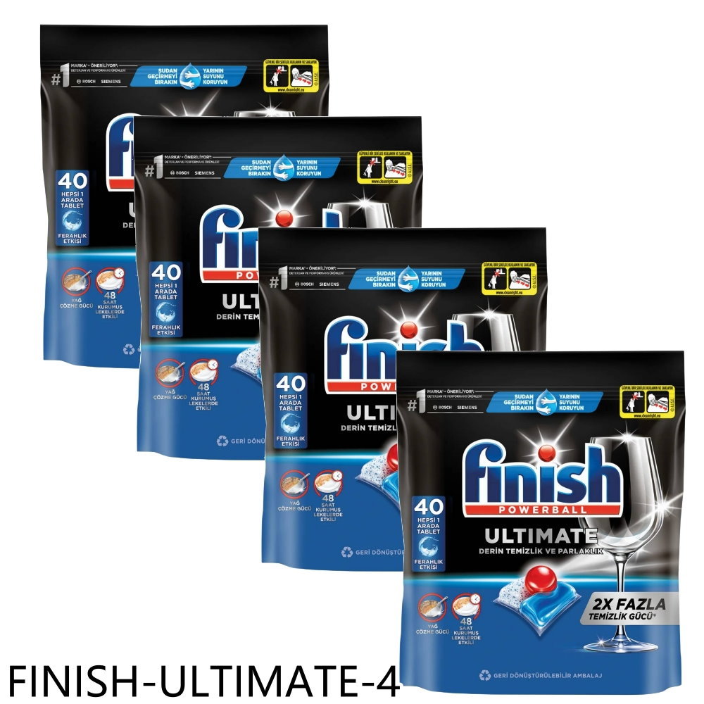 APP下單4%點數★FINISH【FINISH-ULTIMATE-4】量子極淨洗碗凝球全效合一洗碗塊洗滌球洗碗錠4包組共160入