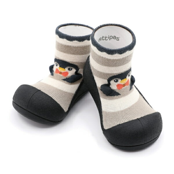【任2件990】韓國 Attipas 快樂腳襪型學步鞋-黑底企鵝