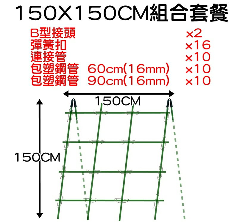 【珍愛頌】N454 套裝 A型單面 爬藤支架 爬藤網架 藤蔓支架 陽台棚架 爬藤架 花架 園藝支架 絲瓜爬藤架 包塑鋼管 6