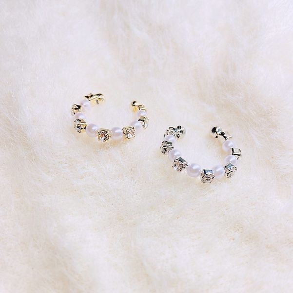 現貨專區｜耳骨夾〞C型珍珠單邊耳骨夾-銀色(G-uxe3-Si)｜送禮精選店家★Reyna jewelry 女王飾品