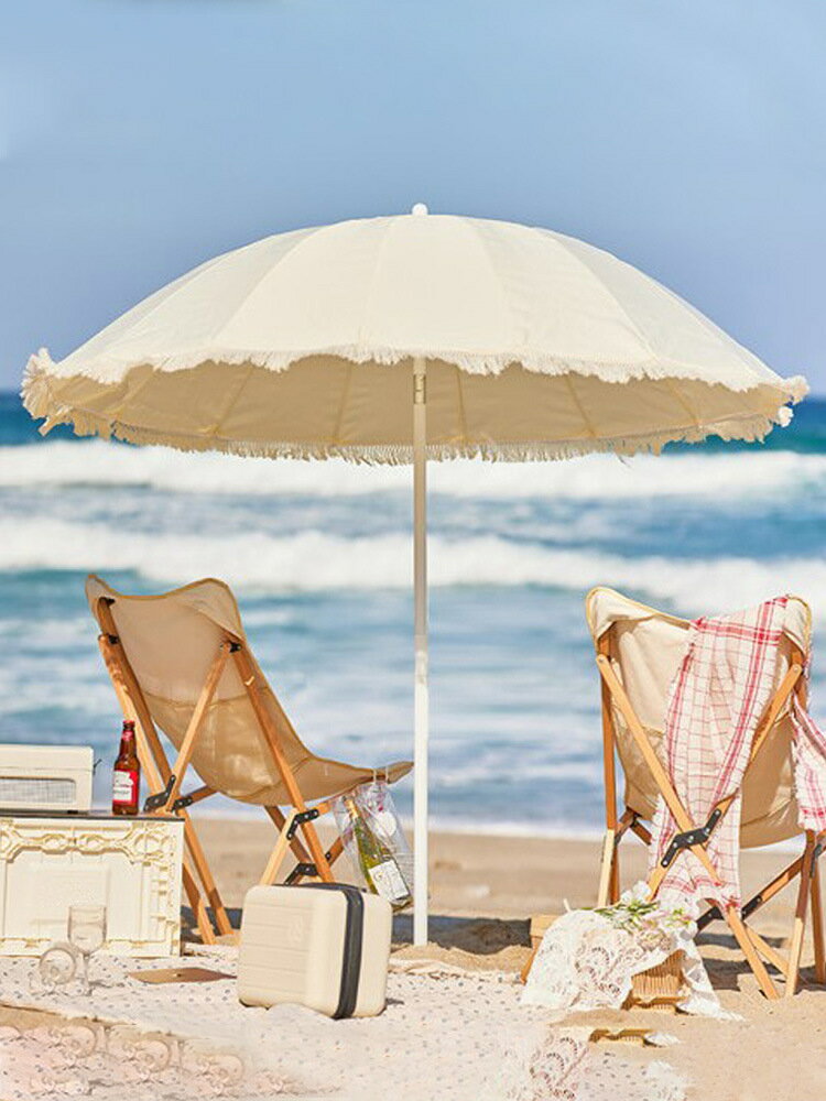 戶外簡易遮陽傘便攜式露營天幕沙灘太陽傘野營陽臺露天別墅羅馬傘